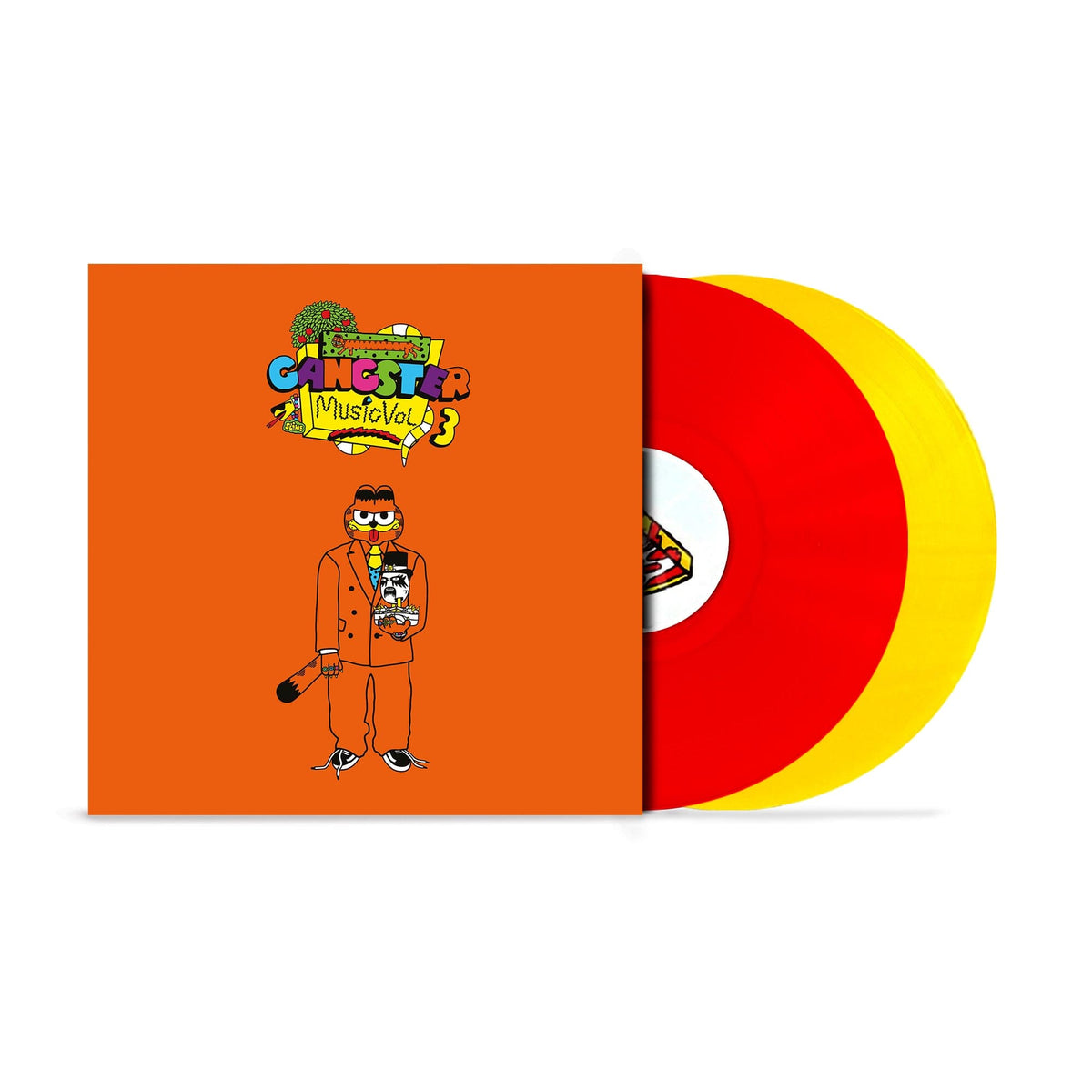 Gangster Doodles Presents - Gangster Music Vol. 3 (2xLP, CD, Cassette) 2xLP - Red & Yellow Vinyl All City Records