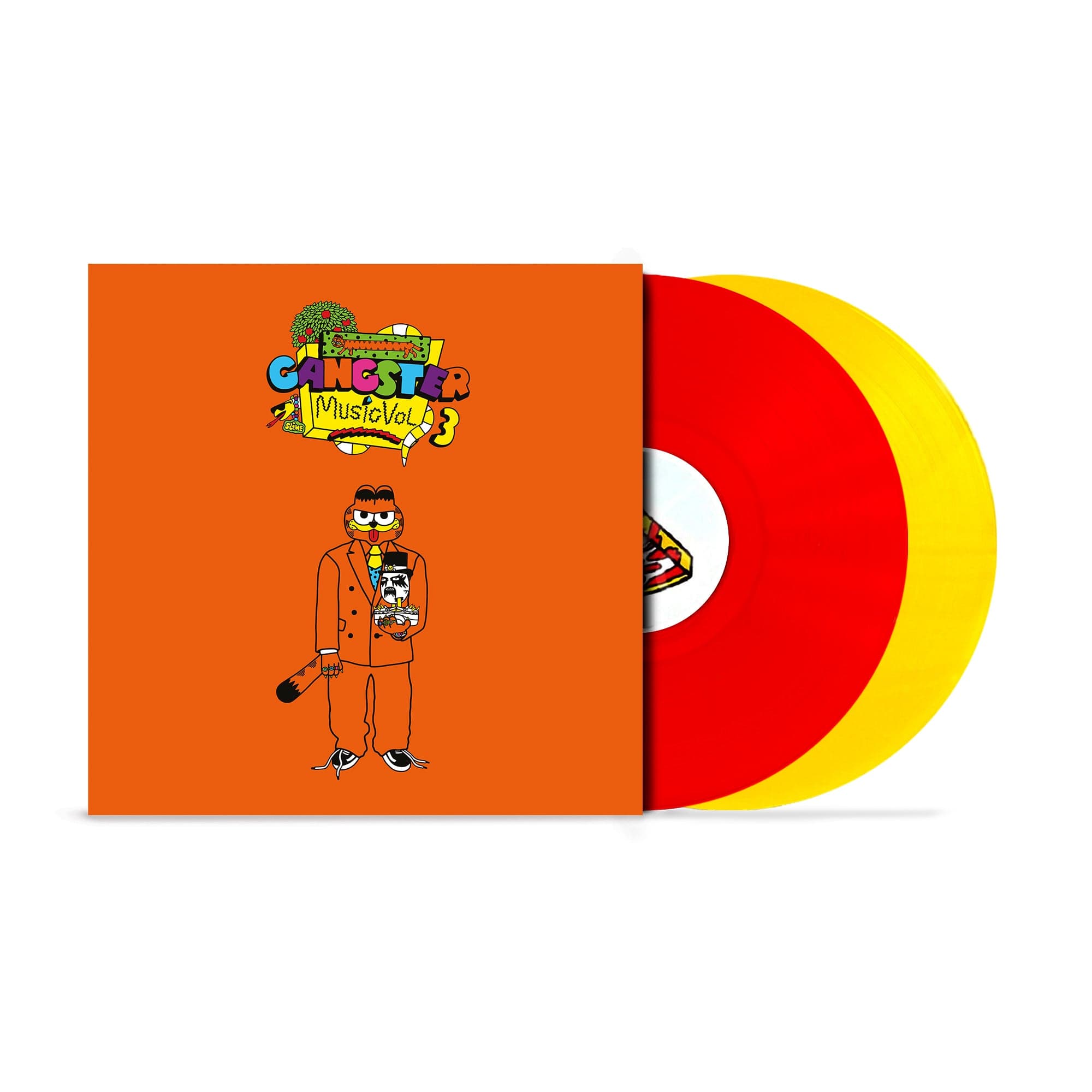 Gangster Doodles Presents - Gangster Music Vol. 3 (2xLP, CD, Cassette) 2xLP - Red & Yellow Vinyl All City Records