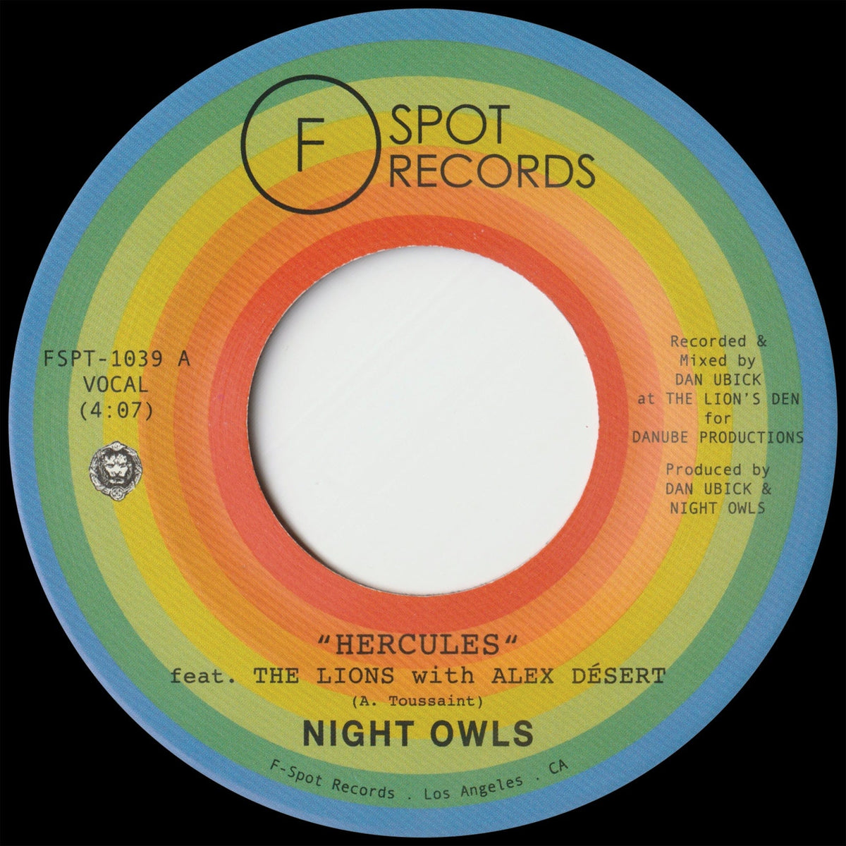 Night Owls - Hercules (feat. Alex Désert & The Lions) b/w Tell It Like It Is (feat. Asdru Sierra) (7") F-Spot Records