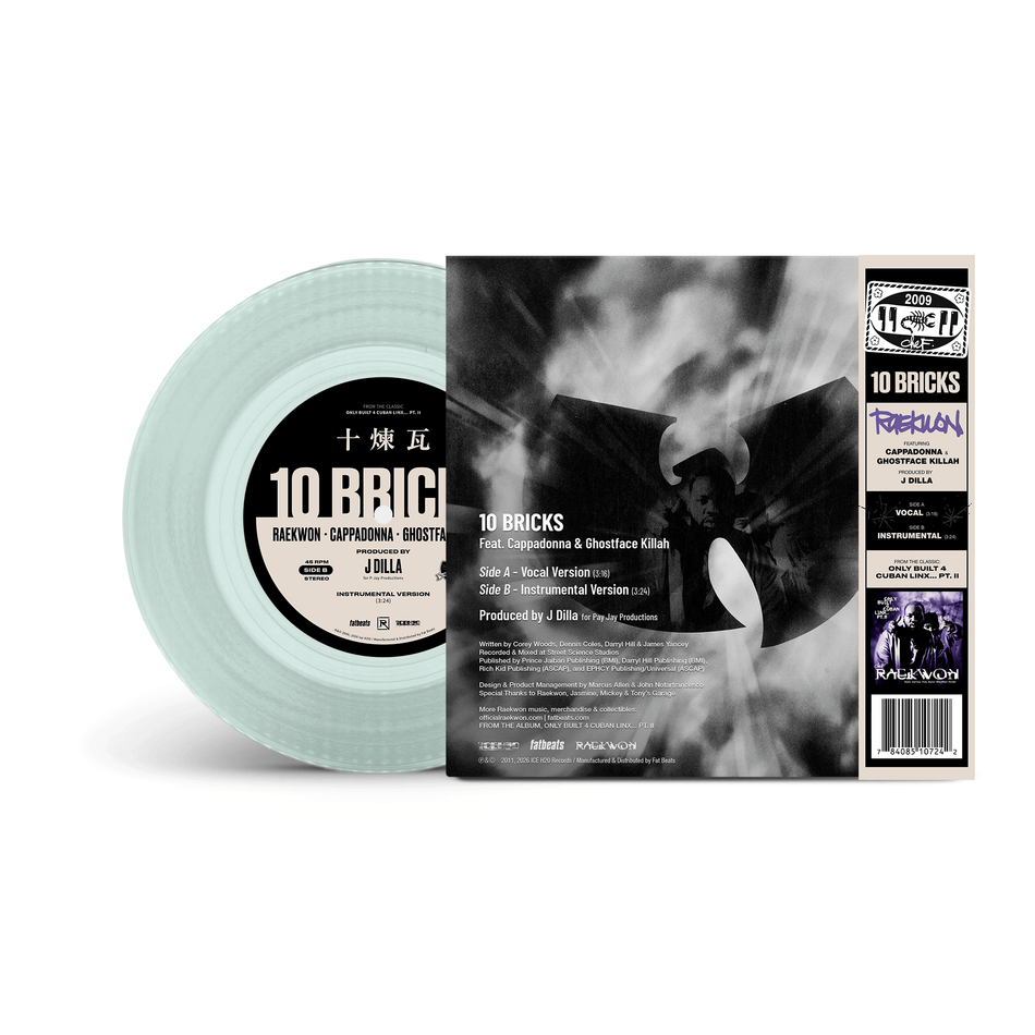 Raekwon - 10 Bricks (feat. Ghostface Killah & Cappadonna) (7" - Coke Bottle Clear Vinyl) FAT BEATS / ICE H20