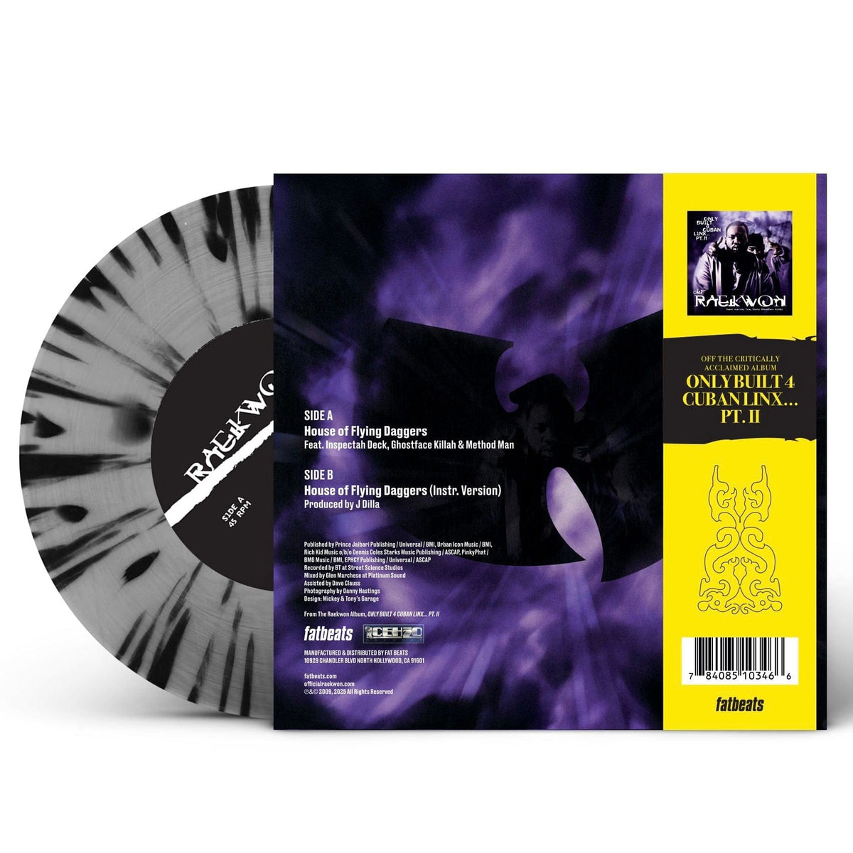 Raekwon - House of Flying Daggers (7" - Silver & Black Splatter Vinyl w/ OBI Strip) Fat Beats / Ice H20
