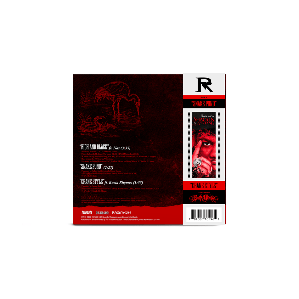 Raekwon - Rich & Black ft Nas b/w Crane Style ft Busta Rhymes (7" - Red Dynasty Vinyl) Fat Beats / Ice H20