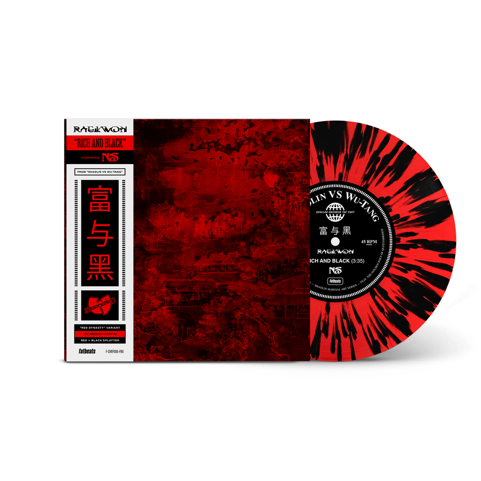 Raekwon - Rich & Black ft Nas b/w Crane Style ft Busta Rhymes (7" - Red Dynasty Vinyl) Fat Beats / Ice H20