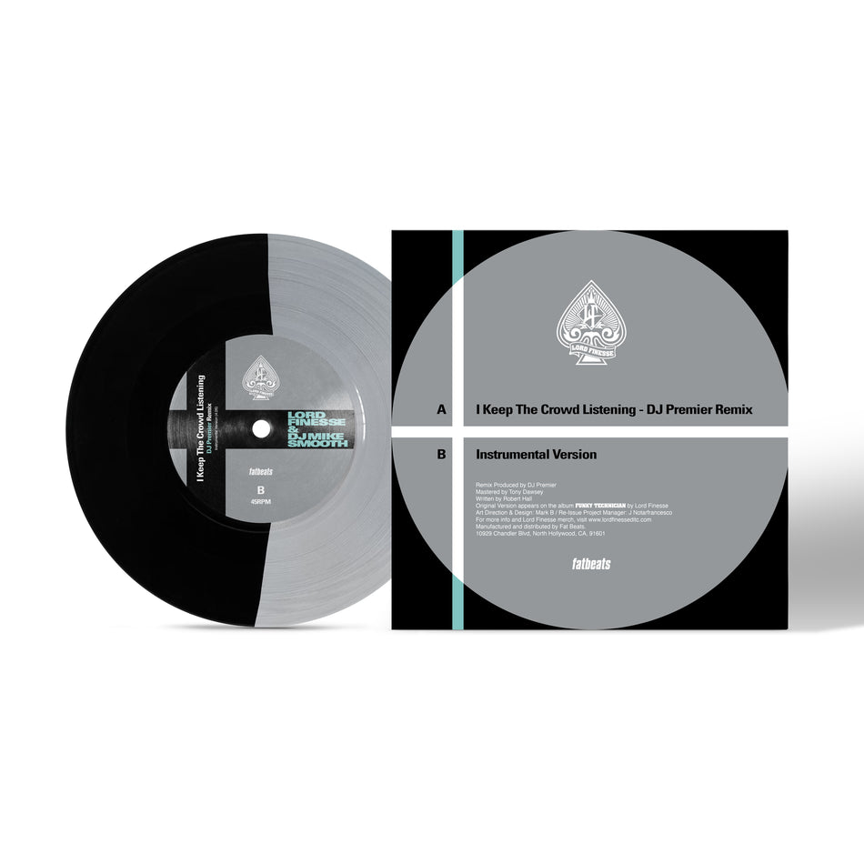 Lord Finesse – I Keep The Crowd Listening (DJ Premier Remix) (7” Single - Half Silver / Half Black Vinyl) Funky Technician