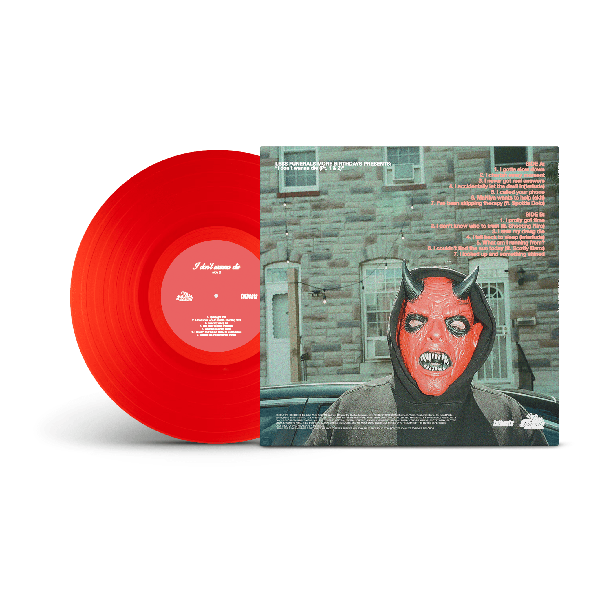 John Wells - I don't wanna die (Pt. 1 & 2) (LP - Translucent Red Vinyl) Less Funerals More Birthdays