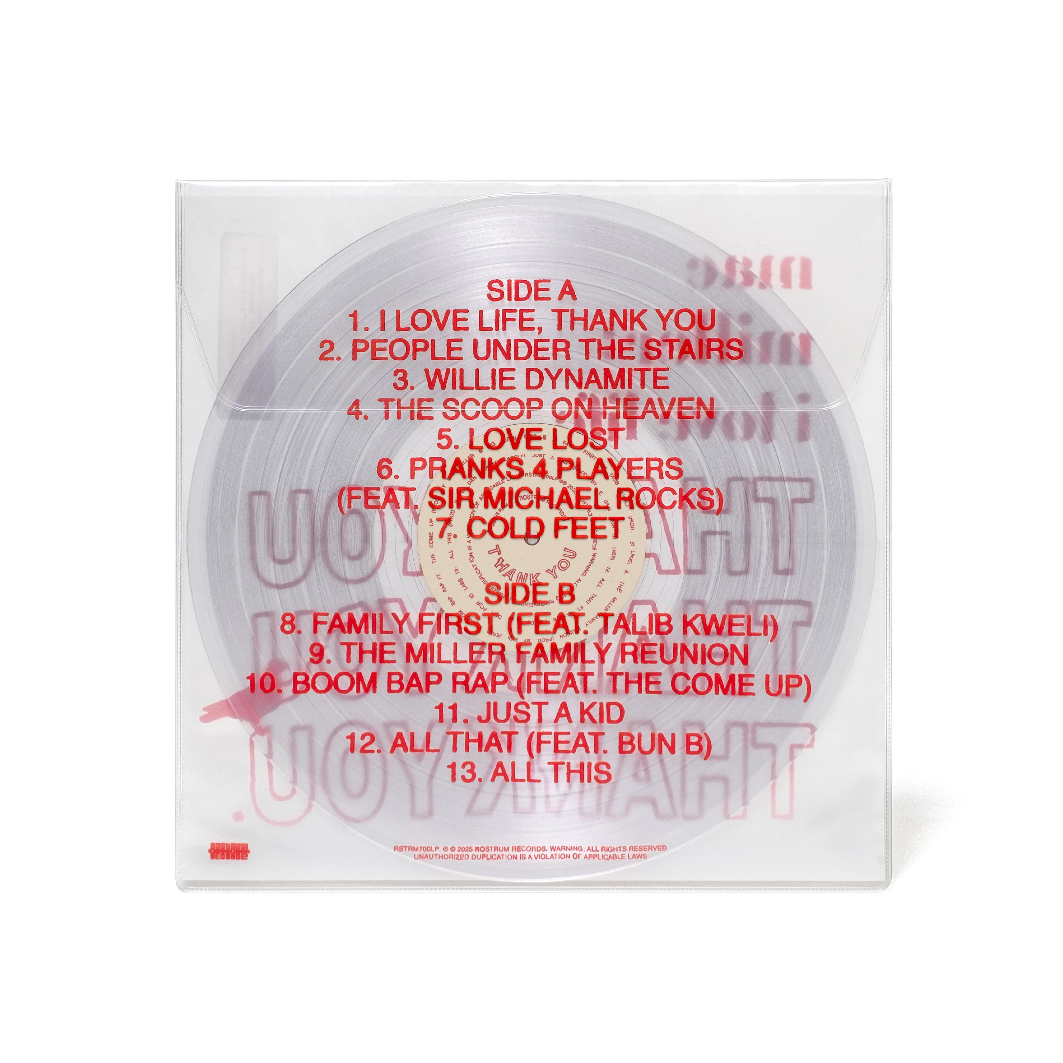 Mac Miller 'I Love Life, Thank You' LP (Clear Vinyl - Thank You