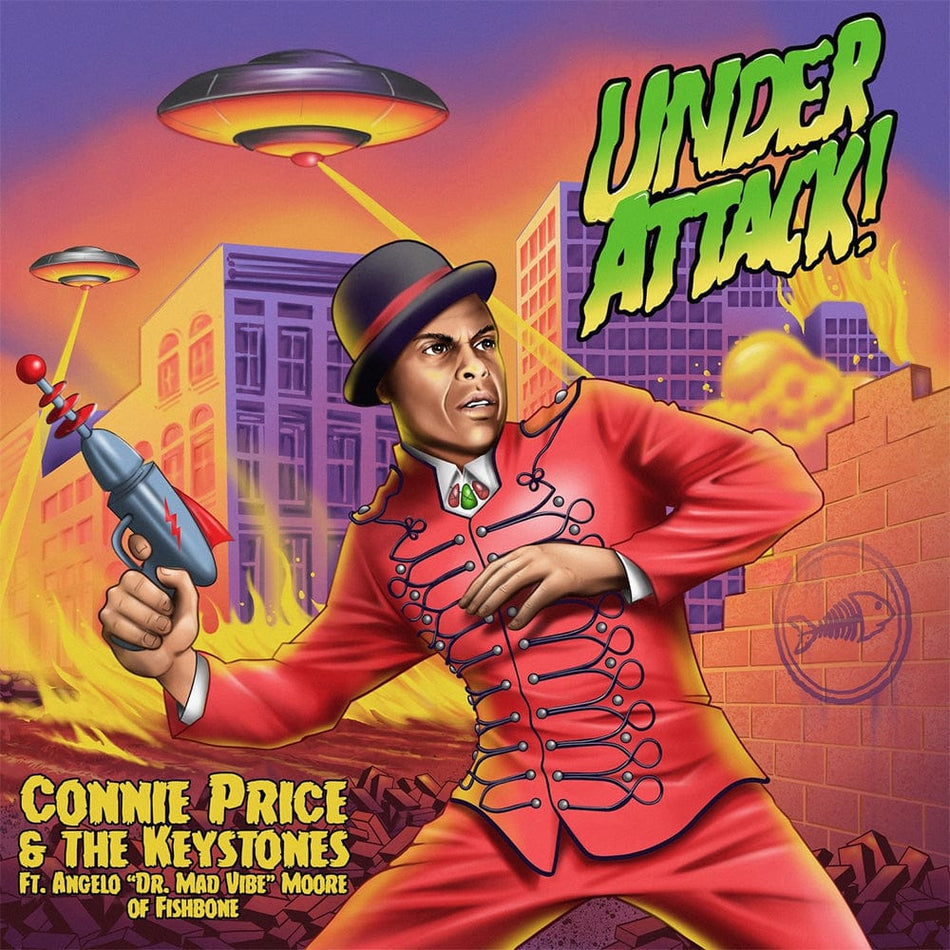 Connie Price & The Keystones ft. Angelo Moore of Fishbone - Under Attack! b/w Under Attack! (Professor Shorthair Remix) (7" - Purple & Green Splatter Vinyl) Superjock Records