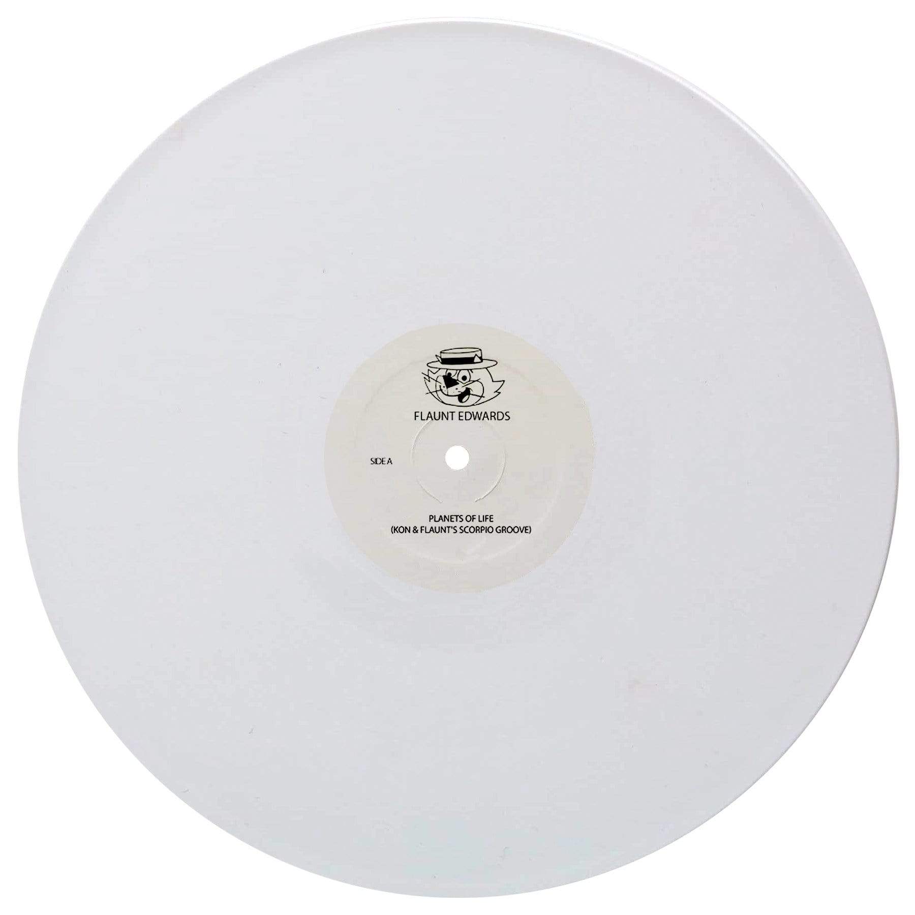 Flaunt Edwards - Planets Of Life (Kon & Flaunt's Scorpio Groove) b/w Groove Game (Flaunt Edwards Edit) & Overweight (J.Rocc Edit) (12" - White Vinyl) Beat Junkie Sound