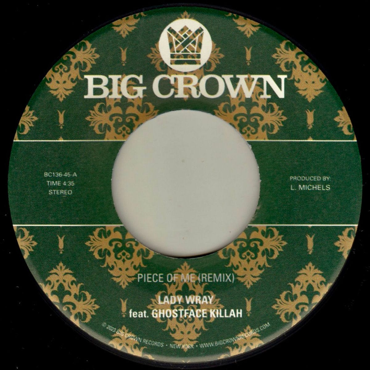 Lady Wray - Piece Of Me (Remix) feat. Ghostface Killah b/w Joy & Pain (Pete Rock Remix) (7") Big Crown Records