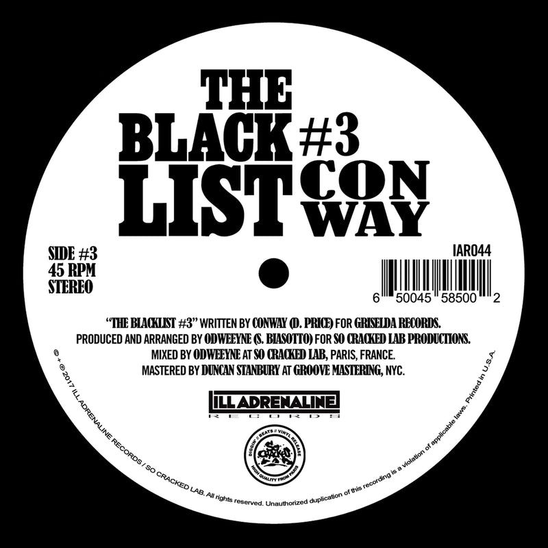 Odweeyne / Conway / Nolan The Ninja - The Blacklist #3 b/w The Blacklist #4 (7") Ill Adrenaline Records