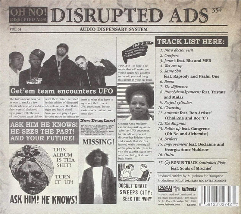 Oh No - Disrupted Ads (CD) KashRoc Entertainment
