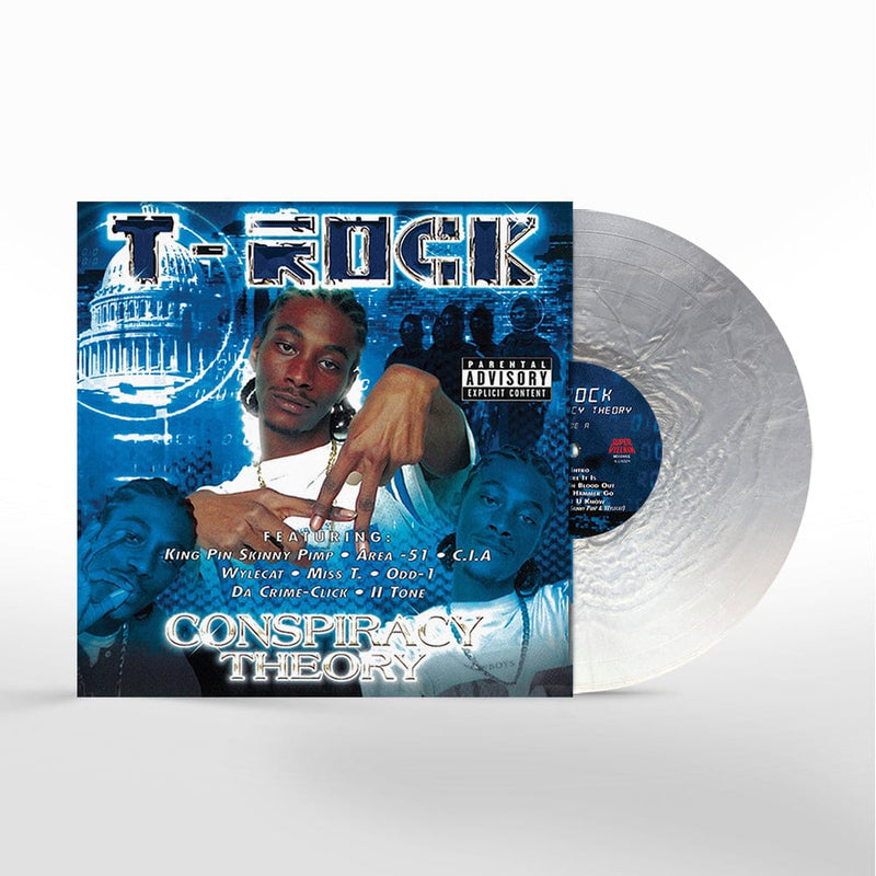 T-Rock - Conspiracy Theory (2XLP - High Dispersion Silver Vinyl - Fat Beats Exclusive) Super Villain Records
