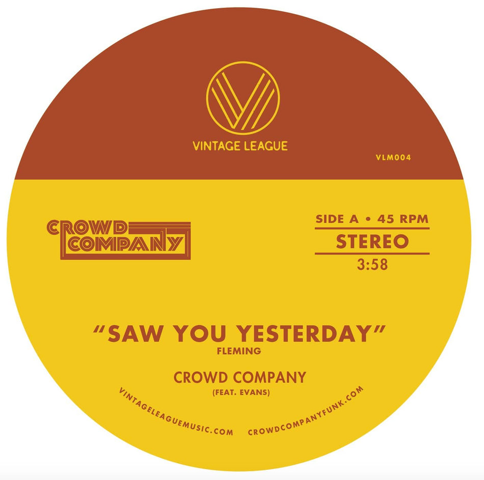 Crowd Company - Saw You Yesterday b/w Can’t Get Enough  (7" - Blue Vinyl) Vintage League Music